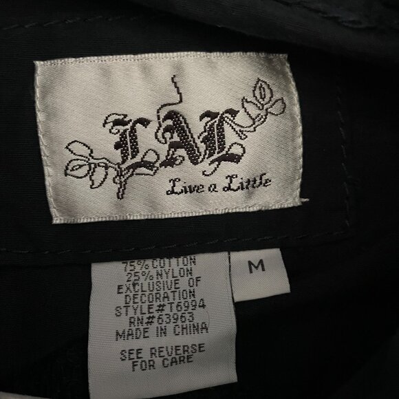 LAL Live A Little Womens Blue Roll Tab Sleeve Snap Up Windbreaker Jacket Size M - Picture 10 of 11